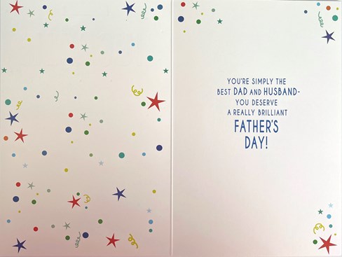 Husband Father's Day Card - Green Blue Stripes with Stars Spots & Gold Foil 9x6" Husband Father's Day Card - Green Blue Stripes with Stars Spots & Gold Foil 9x6"
