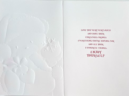 Granddaughter Christmas Card - Brown Bear Hat and Scarf Red Foil 7.5x5.25 Granddaughter Christmas Card - Brown Bear Hat and Scarf Red Foil 7.5x5.25