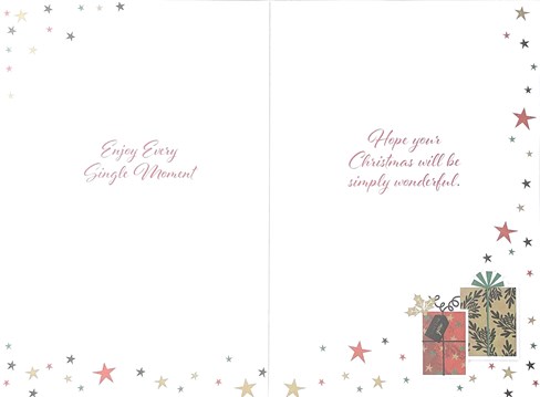 To All Of You Christmas Card - Presents and Stars with Gold Foil 7.5x5.25" To All Of You Christmas Card - Presents and Stars with Gold Foil 7.5x5.25"