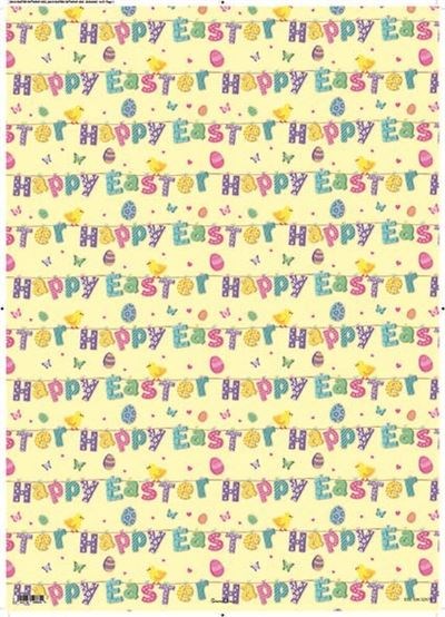 2 Sheets Quality Easter Gift Wrapping Paper - Happy Easter Chicks Decorated Eggs 2 Sheets Quality Easter Gift Wrapping Paper - Happy Easter Chicks Decorated Eggs