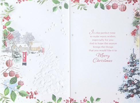 Both Of You Christmas Card - Xmas Tree Village Scene and Silver Foil 7.5x5.25 Both Of You Christmas Card - Xmas Tree Village Scene and Silver Foil 7.5x5.25