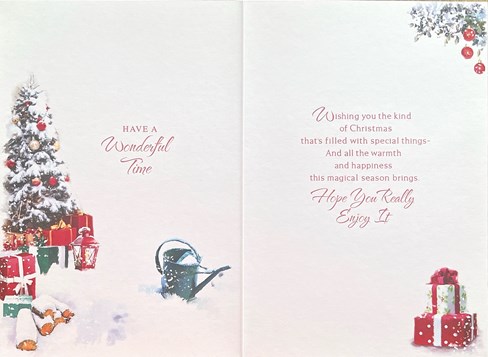 Both of You Christmas Card - Wreath & Garland on Door in Snow Gold Foil 7.5x5.25 Both of You Christmas Card - Wreath & Garland on Door in Snow Gold Foil 7.5x5.25