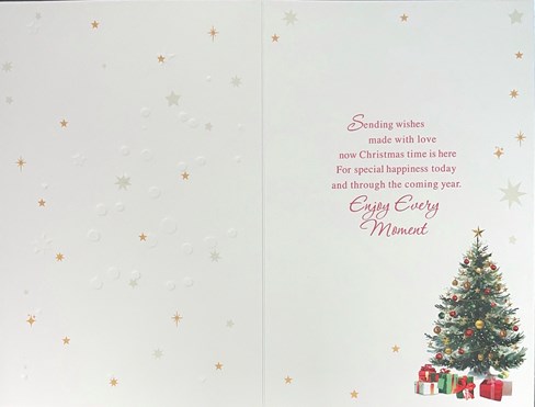 Grandson & Family Christmas Card - Xmas Tree Gold Red Green Baubles & Foil 7.5x5 Grandson & Family Christmas Card - Xmas Tree Gold Red Green Baubles & Foil 7.5x5