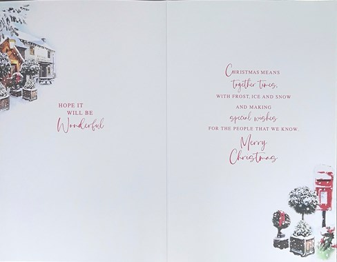 Special Friend Christmas Card - Post Box Outside Pub in Snow with Red Foil 9x6" Special Friend Christmas Card - Post Box Outside Pub in Snow with Red Foil 9x6"