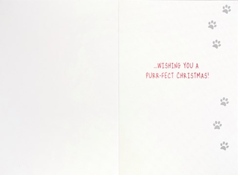 From The Cat Christmas Card - Cat in Santa Hat with Gifts and Red Foil 7.5x5.5" From The Cat Christmas Card - Cat in Santa Hat with Gifts and Red Foil 7.5x5.5"