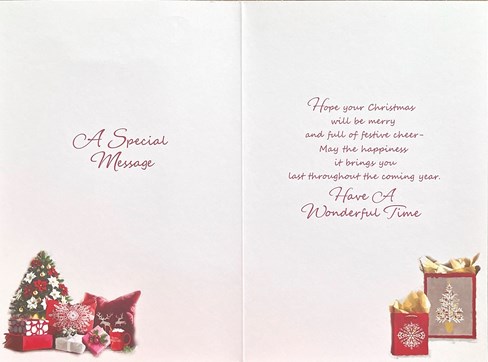 Both of You Christmas Card - Xmas Tree by Window Seat with Gold Foil 7.25x5.25" Both of You Christmas Card - Xmas Tree by Window Seat with Gold Foil 7.25x5.25"