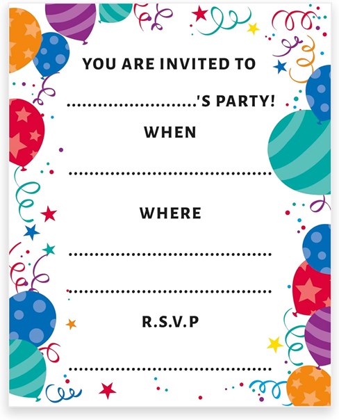 Pack of 20 Birthday Party Invites Envelopes - Invitation Cards Bright Balloons Pack of 20 Birthday Party Invites Envelopes - Invitation Cards Bright Balloons