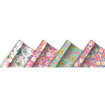 12m Floral Gift Wrapping Paper - 4 x 3m Roll's - Flower Butterfly Designs 12m Floral Gift Wrapping Paper - 4 x 3m Roll's - Flower Butterfly Designs