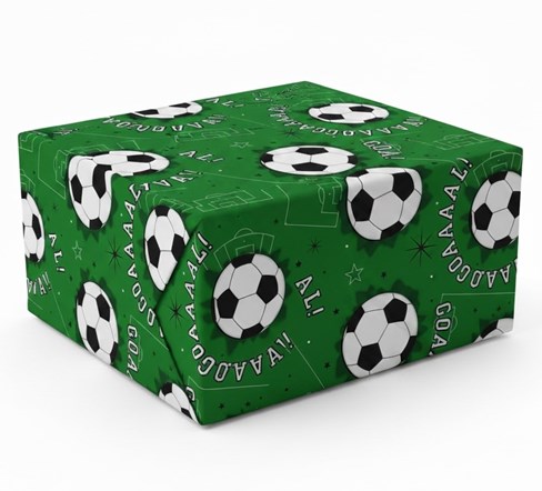 6m Gift Wrapping Paper Roll - 2 x 3m - Green with Footballs 6m Gift Wrapping Paper Roll - 2 x 3m - Green with Footballs