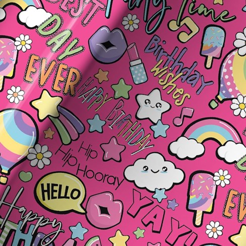 6m Birthday Gift Wrapping Paper Roll 2x3m Hot Pink Best Day Party Time 6m Birthday Gift Wrapping Paper Roll 2x3m Hot Pink Best Day Party Time