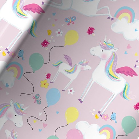 6m Children's Gift Wrapping Paper Roll 2x3m Birthday Pink Unicorn Balloons 6m Children's Gift Wrapping Paper Roll 2x3m Birthday Pink Unicorn Balloons