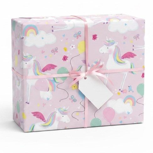 6m Children's Gift Wrapping Paper Roll 2x3m Birthday Pink Unicorn Balloons 6m Children's Gift Wrapping Paper Roll 2x3m Birthday Pink Unicorn Balloons