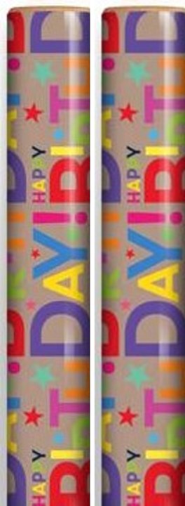 12m Happy Birthday Gift Wrapping Paper - 4x3m Roll's - Unisex Male Female Brown 12m Happy Birthday Gift Wrapping Paper - 4x3m Roll's - Unisex Male Female Brown