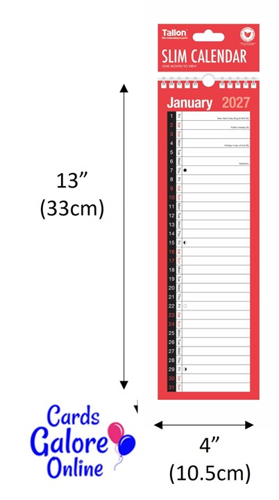 2027 Slim One Column Month To View Spiral Bound Wall Planner Calendar 2027 Slim One Column Month To View Spiral Bound Wall Planner Calendar