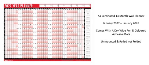 2027 A1 Laminated Yearly Wall Planner Calendar with Wipe Dry Pen Sticker Dots 2027 A1 Laminated Yearly Wall Planner Calendar with Wipe Dry Pen Sticker Dots