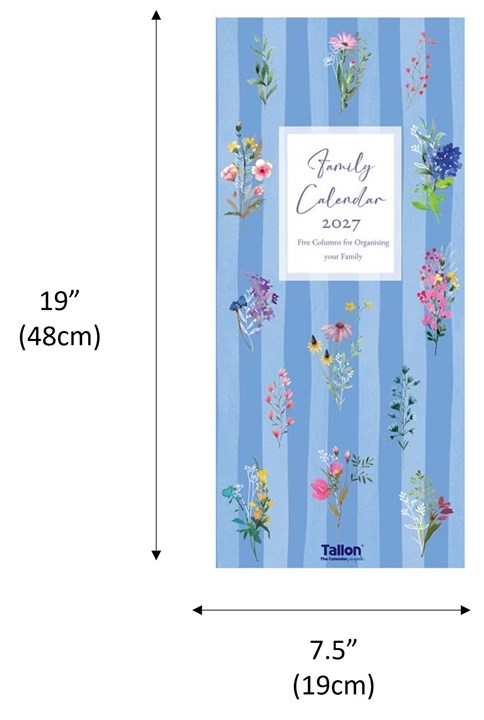2027 Large Slim Spiral Bound Family Organiser Calendar 5 Columns - Flowers 2027 Large Slim Spiral Bound Family Organiser Calendar 5 Columns - Flowers