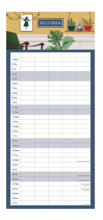 2027 Large Slim Spiral Bound Family Organiser Calendar 5 Columns Chair Shelves 2027 Large Slim Spiral Bound Family Organiser Calendar 5 Columns Chair Shelves