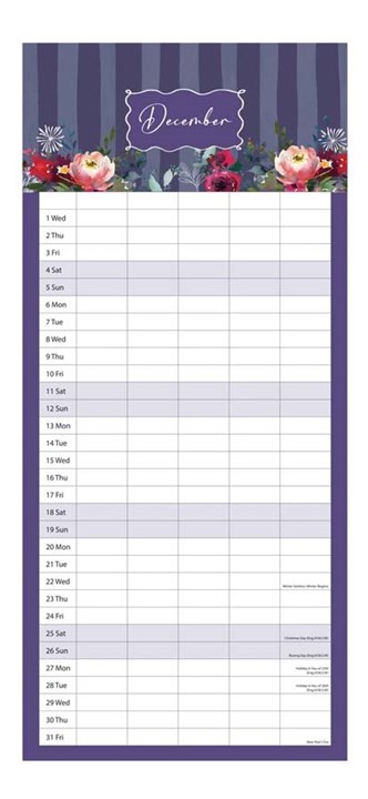 2027 Large Slim Spiral Bound Family Organiser Calendar 5 Columns - Flowers 2027 Large Slim Spiral Bound Family Organiser Calendar 5 Columns - Flowers
