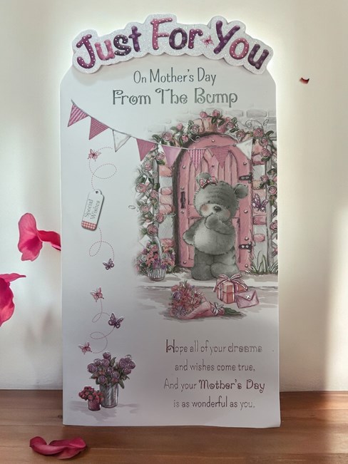 From The Bump Mother's Day Greetings Card - Cute Bear and Flowers 9" x 4.75" From The Bump Mother's Day Greetings Card - Cute Bear and Flowers 9" x 4.75"