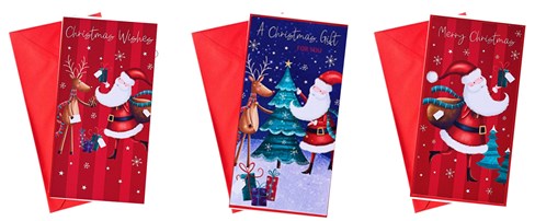 Pack Of 3 Christmas Money Wallet Gift Cards & Envelopes - Cute Santa Designs Pack Of 3 Christmas Money Wallet Gift Cards & Envelopes - Cute Santa Designs