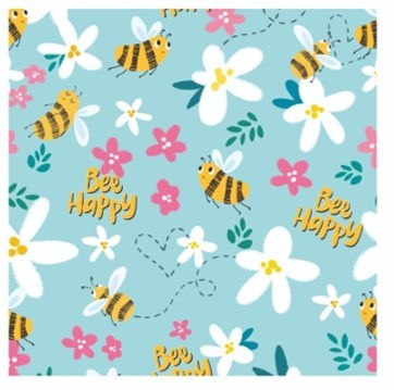 6m Gift Wrapping Paper 2x3m Roll Mint Green with Flowers and Bee Happy 6m Gift Wrapping Paper 2x3m Roll Mint Green with Flowers and Bee Happy