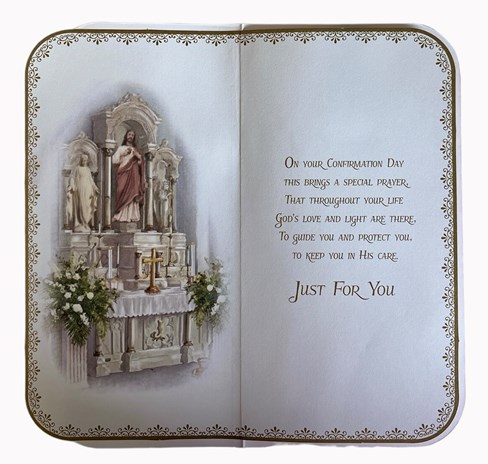 Confirmation Day Card - Church Alter with Flowers and Gold Foil 8.75x4" Confirmation Day Card - Church Alter with Flowers and Gold Foil 8.75x4"