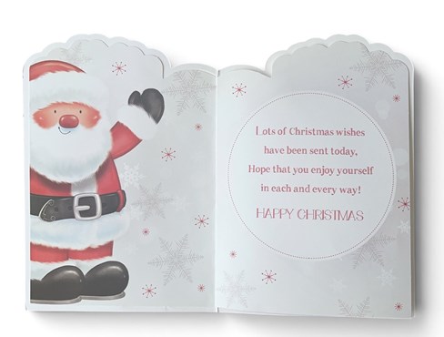 Teacher Christmas Card - Jolly Santa Waving with Snowflakes & Red Foil 7.5x5.5" Teacher Christmas Card - Jolly Santa Waving with Snowflakes & Red Foil 7.5x5.5"