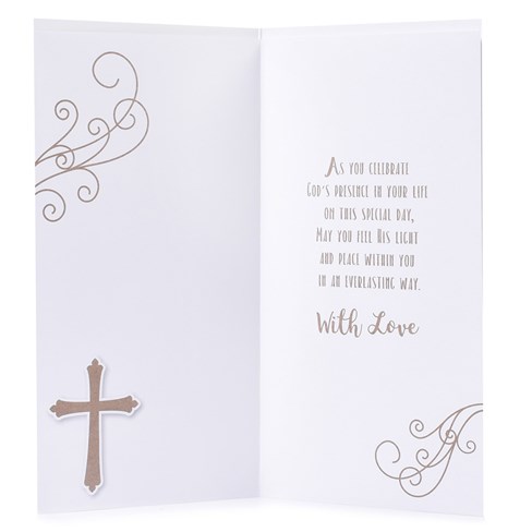 Confirmation Day Greetings Card - Gold Metallic Foil Cross 9"x4.75" Confirmation Day Greetings Card - Gold Metallic Foil Cross 9"x4.75"