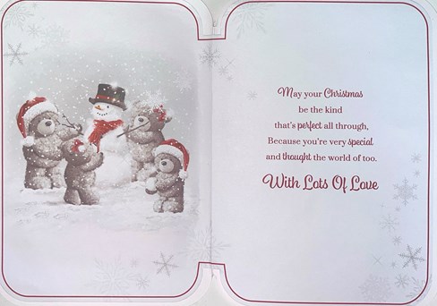 Nan & Grandad Christmas Card - Santa Bears Snowman Glitter Snowflake 7.5x5.25" Nan & Grandad Christmas Card - Santa Bears Snowman Glitter Snowflake 7.5x5.25"