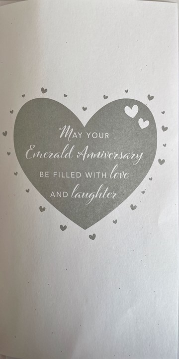 Emerald 55th Wedding Anniversary Card - White Heart Green Glitter Foil 8.75x4" Emerald 55th Wedding Anniversary Card - White Heart Green Glitter Foil 8.75x4"