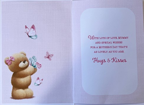 Mummy Mother's Day Card - Cute Bear & Butterflies with Gold Foil 7.75" x 5.25" Mummy Mother's Day Card - Cute Bear & Butterflies with Gold Foil 7.75" x 5.25"