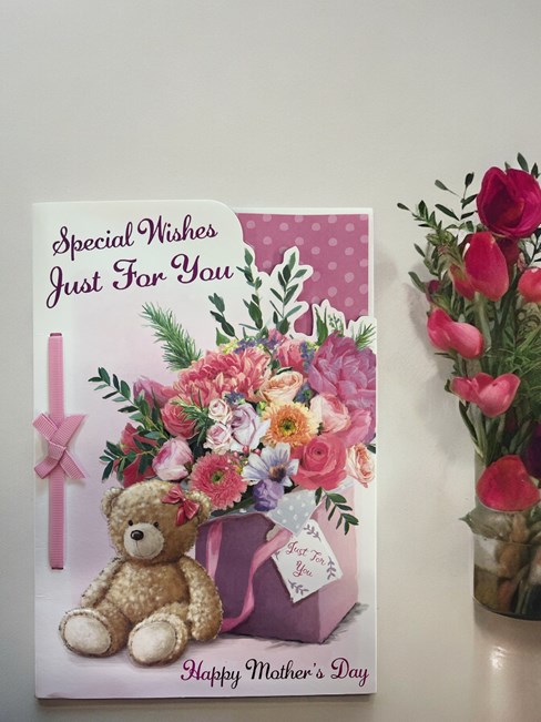 Open Mother's Day Greetings Card - Flowers & Teddy Bear 9.75" x 6.75" Open Mother's Day Greetings Card - Flowers & Teddy Bear 9.75" x 6.75"