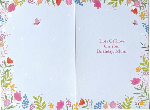 Mum Birthday Card - Bear with Bright Flower Border and Glitter 7.5x5.25" Mum Birthday Card - Bear with Bright Flower Border and Glitter 7.5x5.25"