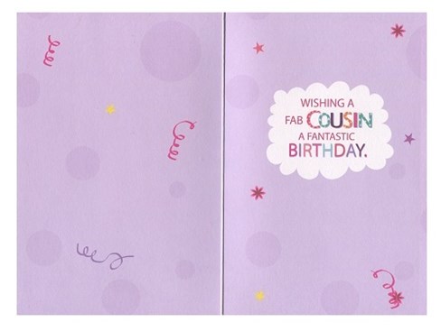 Cousin Birthday Card - Multicoloured Writing Spot Border & Glitter 7.75"x5.25" Cousin Birthday Card - Multicoloured Writing Spot Border & Glitter 7.75"x5.25"