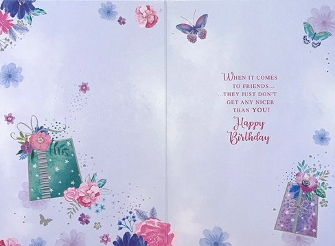 Special Friend Birthday Card - Lilac Green Gifts Butterflies & Flower 7.75x5.25" Special Friend Birthday Card - Lilac Green Gifts Butterflies & Flower 7.75x5.25"