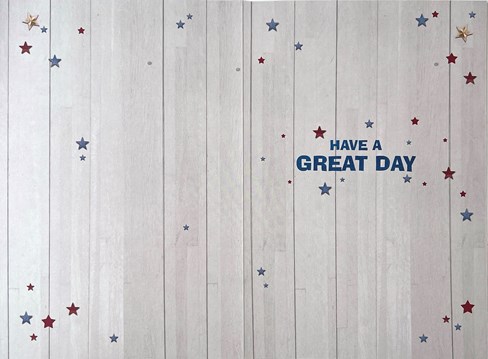 Open Male Birthday Card -Blue & Brown Writing With Gold Foil & Stars 7.75x5.25" Open Male Birthday Card -Blue & Brown Writing With Gold Foil & Stars 7.75x5.25"