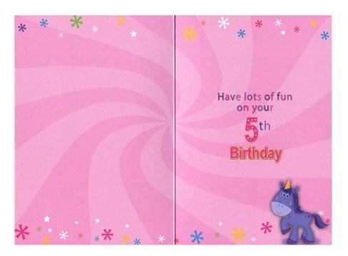 Age 5 Birthday Card - 5th Birthday Unicorns Rainbows and Clouds 7.75x5.25" Age 5 Birthday Card - 5th Birthday Unicorns Rainbows and Clouds 7.75x5.25"