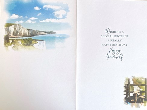 Brother Birthday Card - Scenic Coastal Path with Silver Foil 7.75" x 5.25" Brother Birthday Card - Scenic Coastal Path with Silver Foil 7.75" x 5.25"