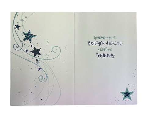 Brother-in-Law Birthday Card - Blue Stars and Swirls with Silver Foil 7.75x5.25" Brother-in-Law Birthday Card - Blue Stars and Swirls with Silver Foil 7.75x5.25"