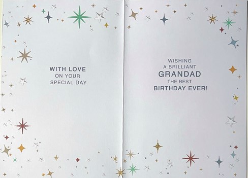 Grandad Birthday Card - Blue Green Yellow Writing & Stars Gold Foil 7.5x5.25" Grandad Birthday Card - Blue Green Yellow Writing & Stars Gold Foil 7.5x5.25"