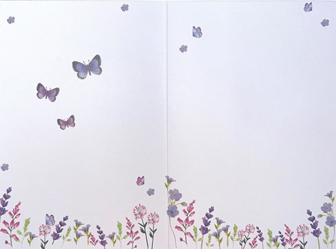 Thinking of You Card - Lilac Pink Wild Flowers Butterflies with Foil 7.75x5.25" Thinking of You Card - Lilac Pink Wild Flowers Butterflies with Foil 7.75x5.25"