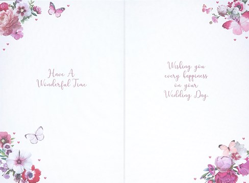 Wedding Day Card - Special Couple Flower & Butterfly Heart with Foil 7.75x5.25" Wedding Day Card - Special Couple Flower & Butterfly Heart with Foil 7.75x5.25"