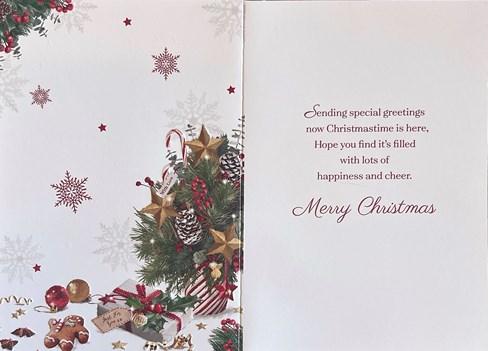 All Of You Christmas Card - Pine Cones Stars in Striped Pot Silver Foil 7.5x5.5" All Of You Christmas Card - Pine Cones Stars in Striped Pot Silver Foil 7.5x5.5"