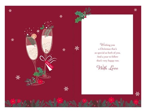 Sister & Brother-in-Law Christmas Card - Champagne Flutes with Gold Foil 9x6" Sister & Brother-in-Law Christmas Card - Champagne Flutes with Gold Foil 9x6"