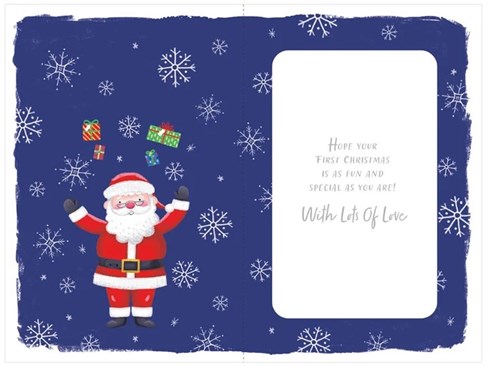Great Grandson 1st Christmas Card - 3D attached Santa Claus Silver Foil 9x6" Great Grandson 1st Christmas Card - 3D attached Santa Claus Silver Foil 9x6"