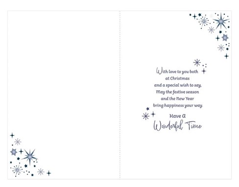 Son and Fiancée Christmas Card - Blue with Silver Foiled Tree and Stars 9x6" Son and Fiancée Christmas Card - Blue with Silver Foiled Tree and Stars 9x6"