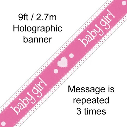 New Baby Pink & Silver Foil Party Banner - It's a Girl - Baby Girl New Baby Pink & Silver Foil Party Banner - It's a Girl - Baby Girl