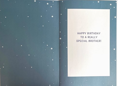 Brother Birthday Card - Blue Background with White & Gold Foil Writing 9x6" Brother Birthday Card - Blue Background with White & Gold Foil Writing 9x6"