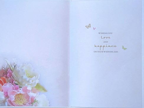 Wedding Day Card - Wedding Cake Flowers Champagne Glasses Gold Foil 9x6" Wedding Day Card - Wedding Cake Flowers Champagne Glasses Gold Foil 9x6"