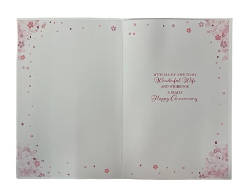 Wife Wedding Anniversary Card - Pink Roses Champagne Glasses & Gold Foil 9x6" Wife Wedding Anniversary Card - Pink Roses Champagne Glasses & Gold Foil 9x6"